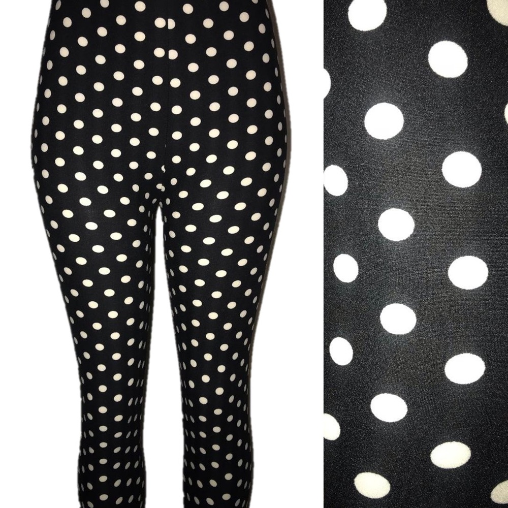 Super Soft Leggings Black & White Polka Dot Design